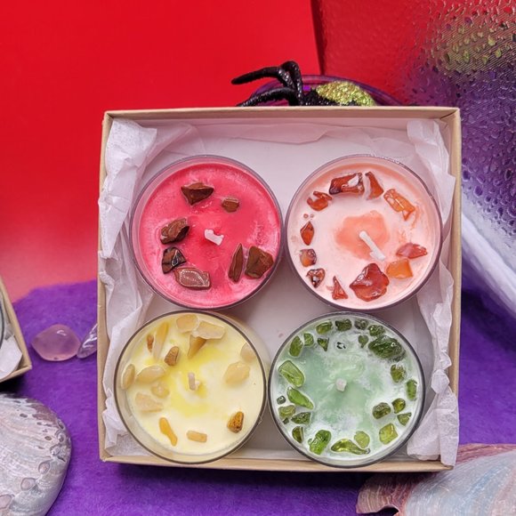 Crystal Infused Tea Light Candle Sets of 4 - Picture 9 of 9